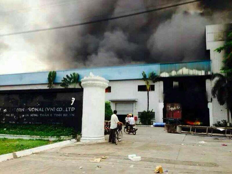 factory burning in vietnam