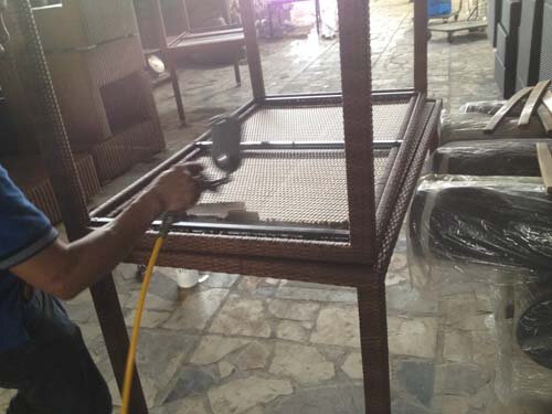 Furniture Quality Control in Vietnam - Epoxy painting chipped off metal frame 2